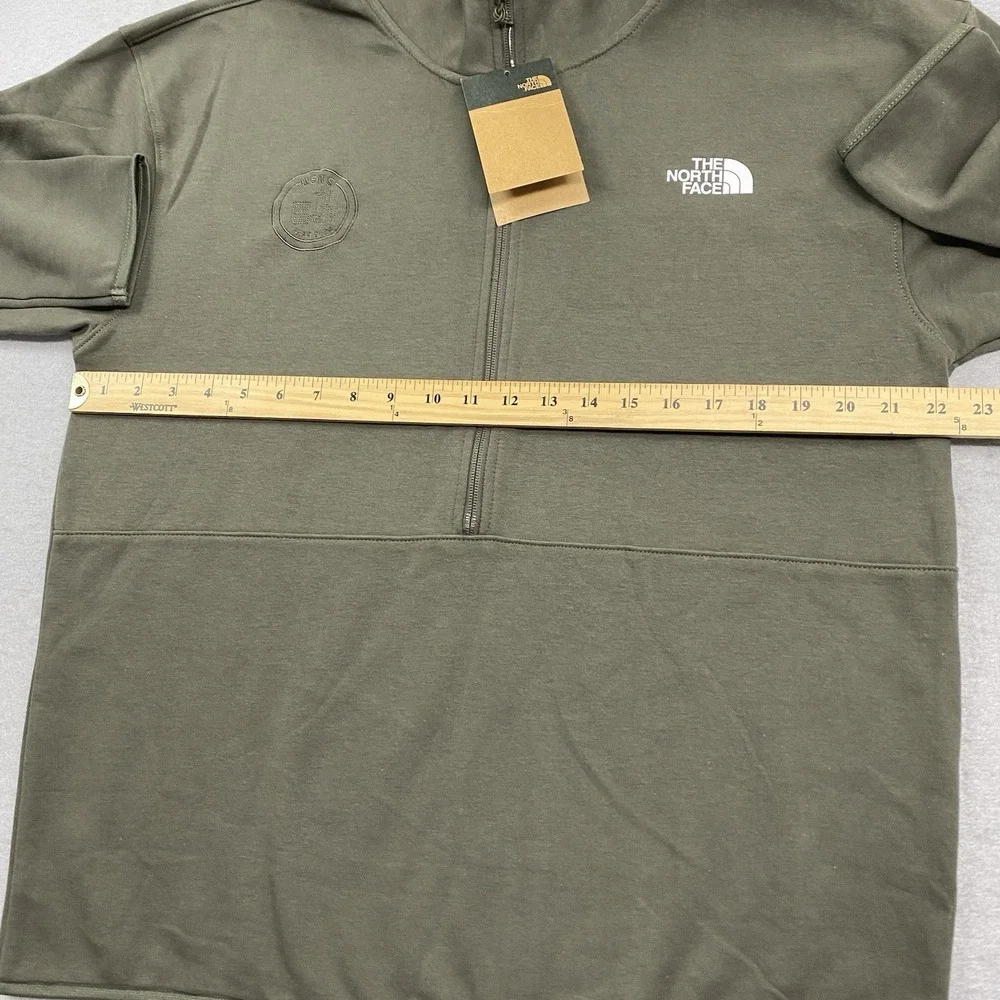 The North Face Sweatshirt Mens Large Taupe Green Double Knit Half Zip Pullover